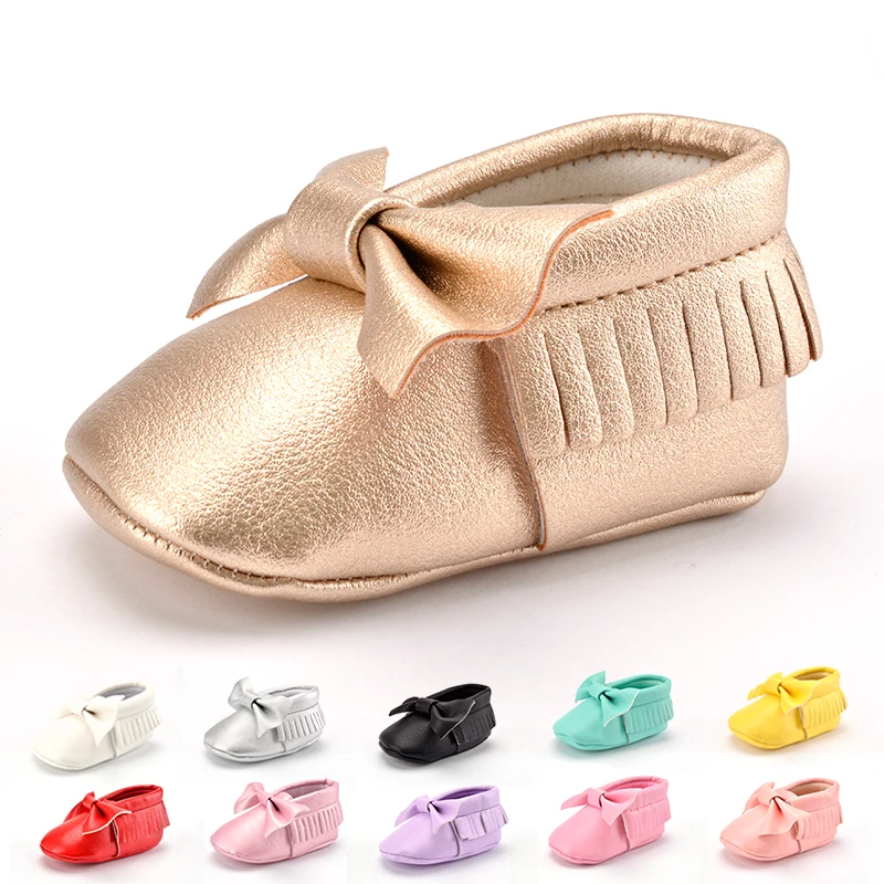 

Baby Shoes Newborn Girls Toddler Shoes Sneakers Baby First Walkers Solid Color Bow Shoes 0-18 Month Soft Baby Shoes Leather