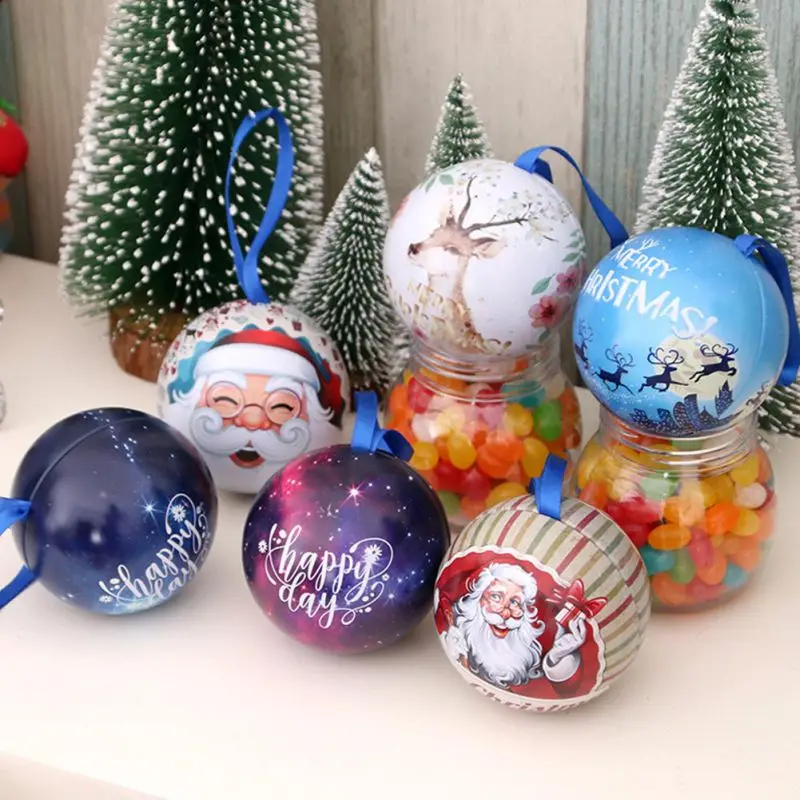 

Christmas Jar Ball Bauble Xmas Iron Art Candy Packaging Tree Hang Party Decor Christmas Tree Pendant Drop Ornaments Decoration