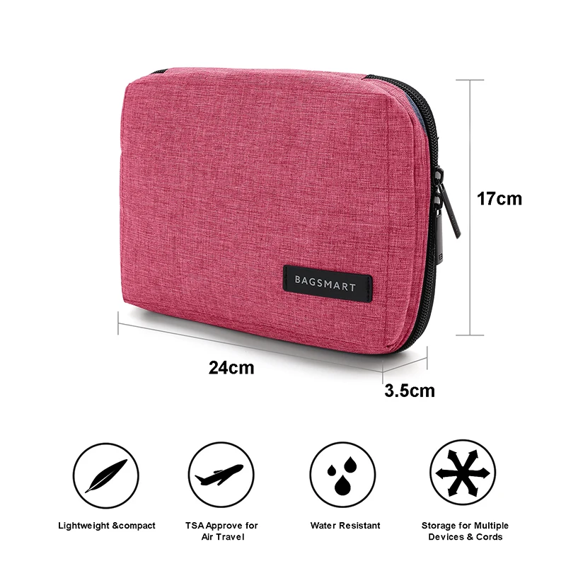 BAGSMART органайзер для путешествий, для передачи данных, SD карта, USB кабель, цифровое устройство, электронные аксессуары, сумка, нейлоновая дорожная сумка, мужская сумка