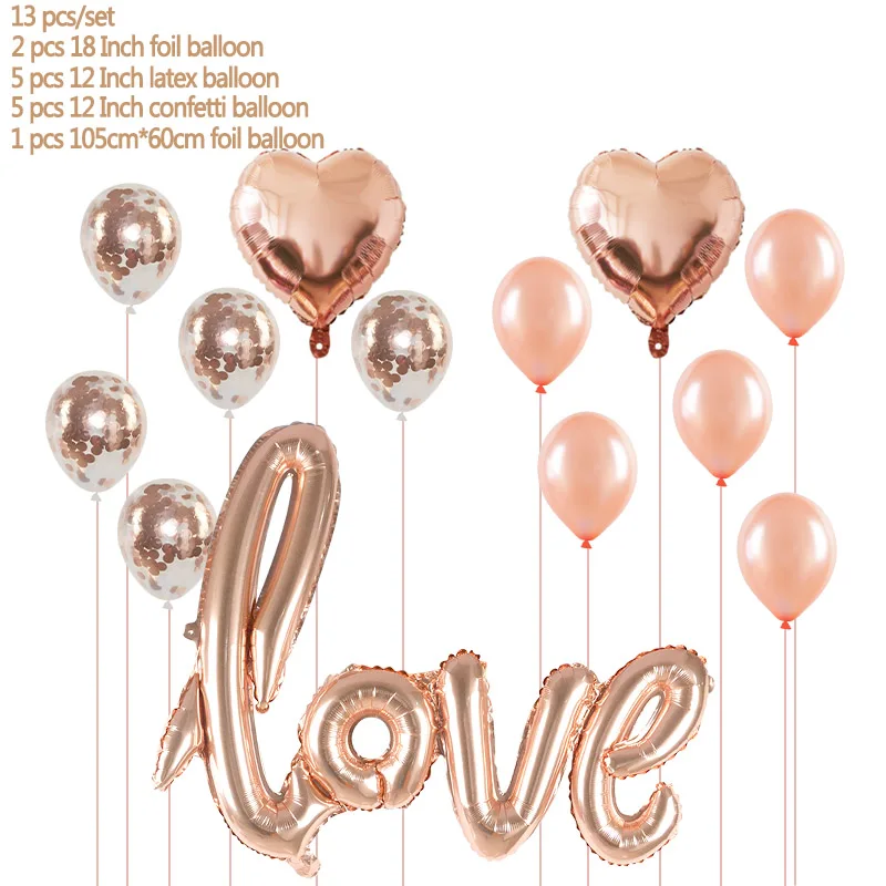 Розовое золото с днем рождения воздушный шар из фольги звезда сердце Свадебный шар DIY конфетти латексный шар любовь события вечерние принадлежности - Цвет: B15