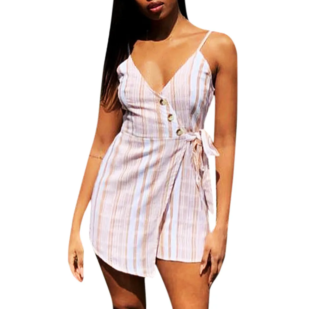 

Sexy Women's Bodysuit Off Shoulder Loose Playsuit Mini Romper Short Stripe Jumpsuits Strap Clubwear Rompers YJJ2