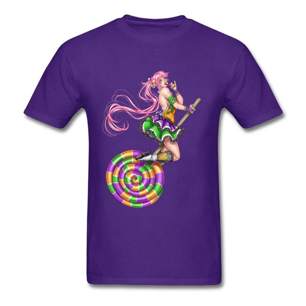 Lollipop Witch by Amberly Berendson T Shirt for Men Printed Summer/Autumn Tops T Shirt Cheap Clothing Shirt O Neck 100% Cotton Lollipop Witch by Amberly Berendson purple