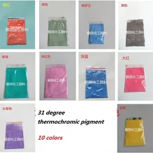 10 цветов термохромный пигмент, 1 лот = 10 цветов, 20 грамм на цветной пигмент, чувствительный к температуре, термочувствительный порошок акриловая краска