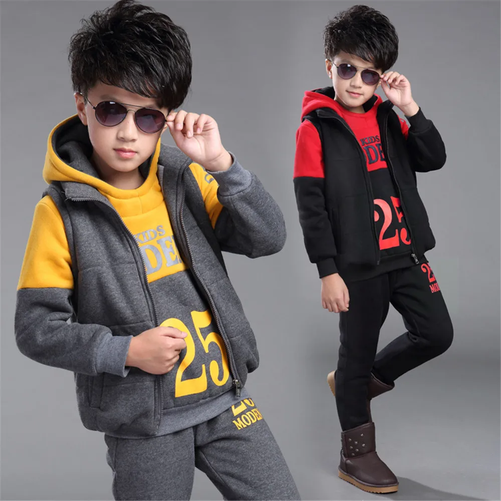 Boys Clothes 2015 New Winter Cotton Plus Thick Velvet Baby Boy Sports