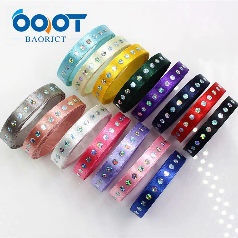 

184111,3/8'' 10MM 2 yards high quality Solid color dots Shiny satin ribbon,DIY handmade gift packaging wedding decoration