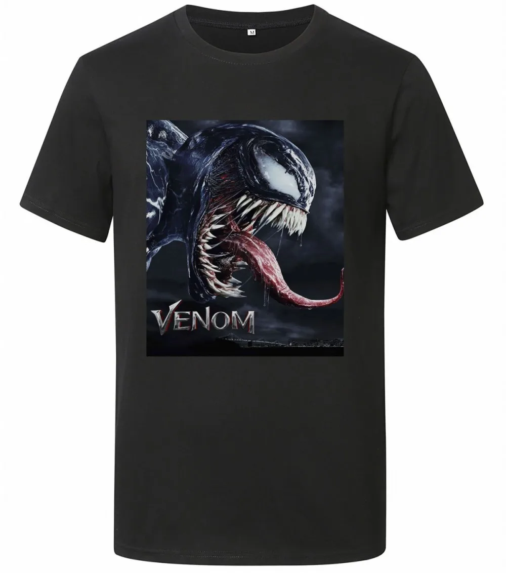 

Men’s 100%Cotton Shirt Sports Short Sleeve Men Crewneck Shirt Black/White/Grey No Stretch Terror Venom Custom Printing