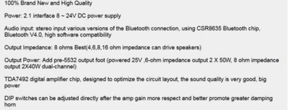 Беспроводной Bluetooth 4,0 аудио приемник Цифровой TDA7492P 50 Вт+ 50 Вт усилитель плата часть компонент HIFI amplificador усилители мощности