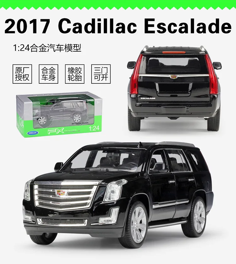 WELLY 1/24 масштабная модель автомобиля игрушки Cadillac Escalade SUV литая под давлением металлическая модель автомобиля игрушка для коллекции, подарка, детей