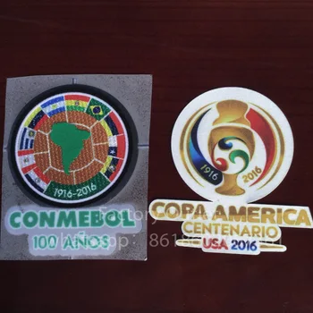 

2 pcs a lot Soccer Patch Fabric material 2016 USA copa America patch + velvet / felt material conmebol 100 anos patch Badge
