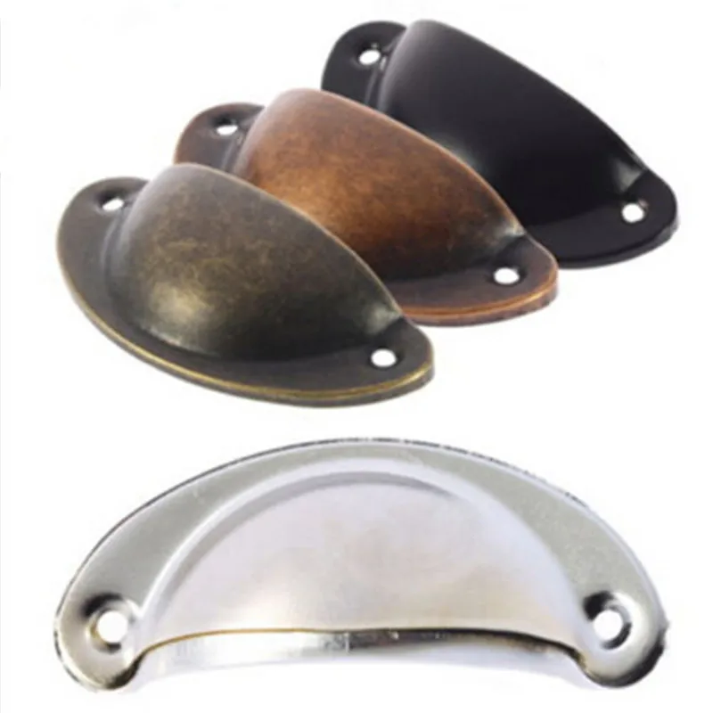 

Shell-shaped black Vintage Door Cabinet Drawer Box Bin Furniture Handles Cup Pull Knob