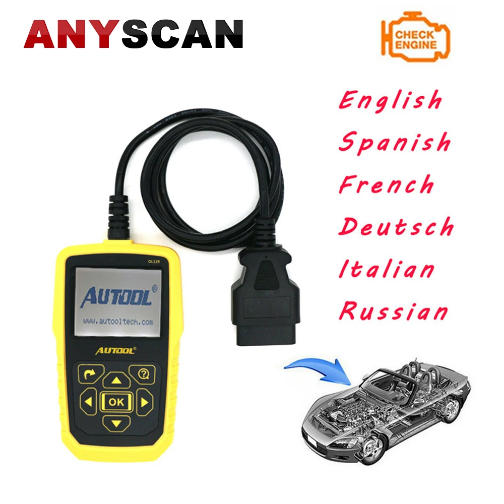 

Auto Code Scanner for AUTOOL OL129 Battery Monitor and OBD/EOBD+CAN Diagnostic Tool OBD2 Live Data Stream Replace Autel AL519