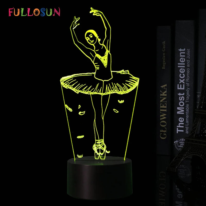 3D иллюзия Лампа балетная Девушка светодиодный USB 3D ночник 7 цветов мигающий Новинка светодиодный настольная лампа как дети прикроватные украшения