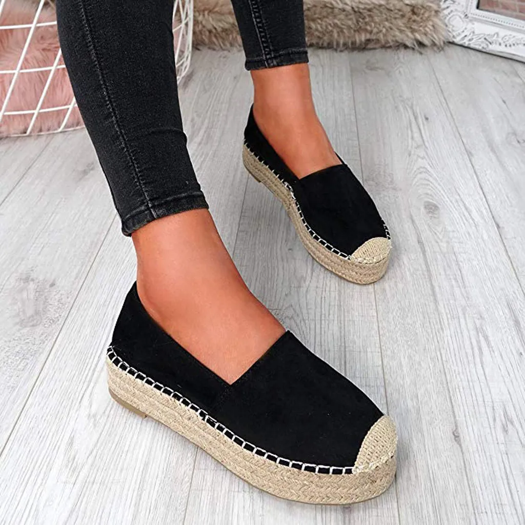

Women's Fashion shoes Grass Weaving Platform sneakers Slip On Round Toe Casual Flats Boat Shoes zapatillas hombre deportiva#G67