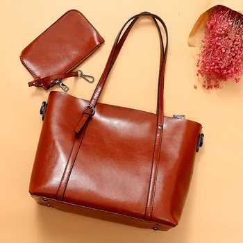 

Women leather handbags high quality Shoulder Bag Female Top-handle bags woman shopping bag new Vintage Large Capacity Tote bag