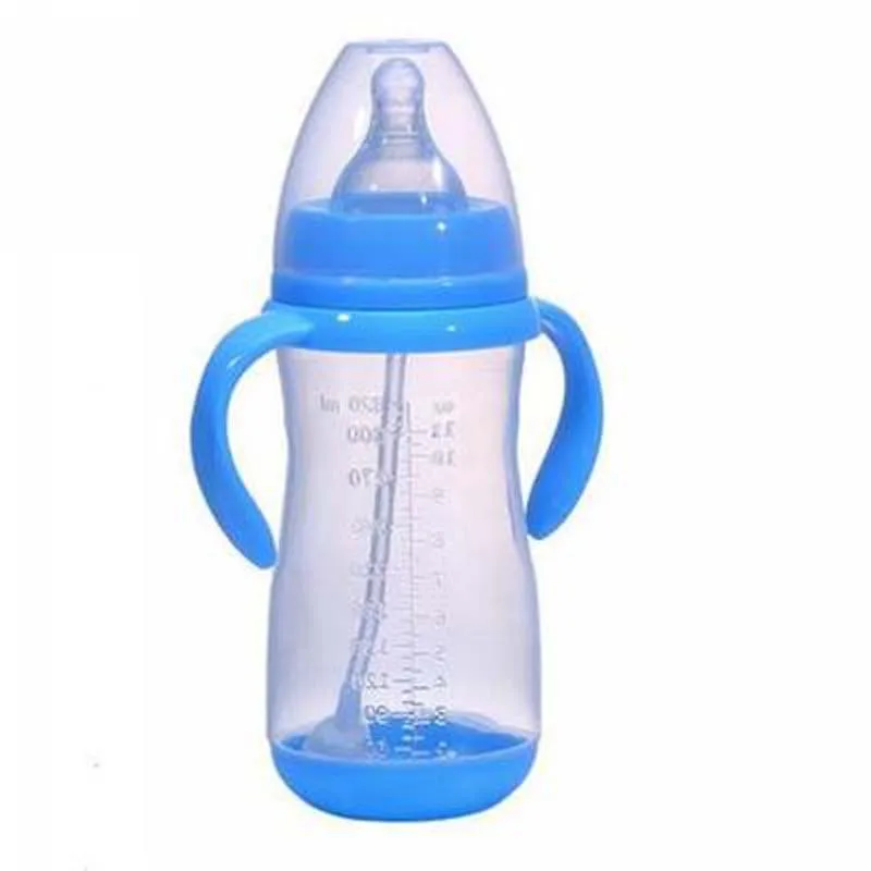1Pcs 180/240/320mL PP Baby Feeding Bottle Safe Plastic BPA Free Anti-colic Baby Milk Bottle with Straw for Infant Feeding