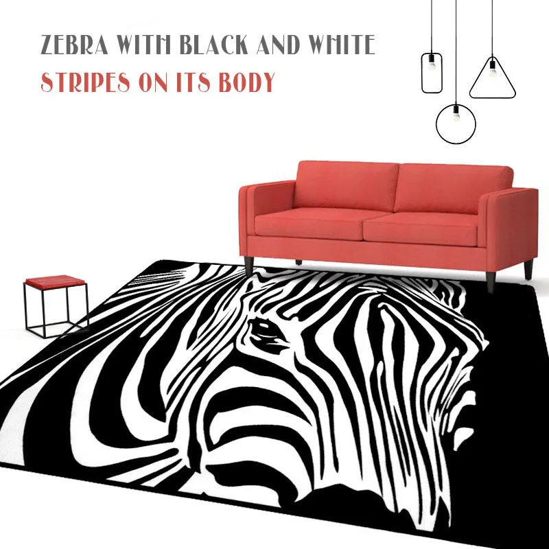 

American trend zebra Large carpet Bedroom living room sofa coffee table Rectangular floor mat Modern simple non-slip mat