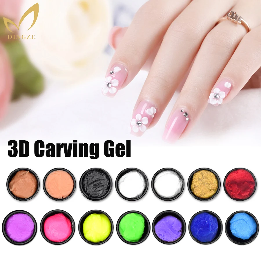 3D Nail Art Carving Gel 18 Colors Soak off UV LED Nail Painting