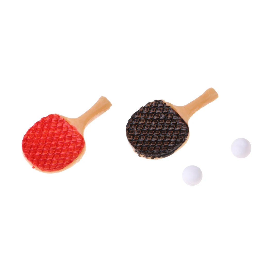 1/12 Plastic Table Tennis Ball Racket Set Dollhouse Miniature Life Scenes Accessory Sports Equipment Decor