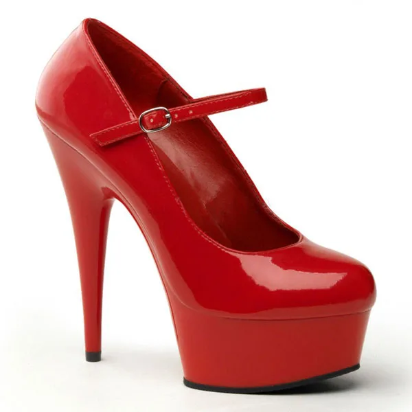 red patent stiletto heels