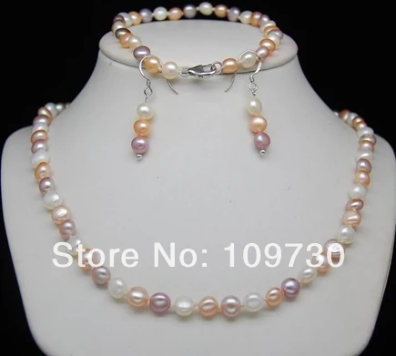 Jewelry 00596 Fine Pearl Necklaces&ampBracelets&ampEarrings set 925s (A0423) | Украшения и аксессуары