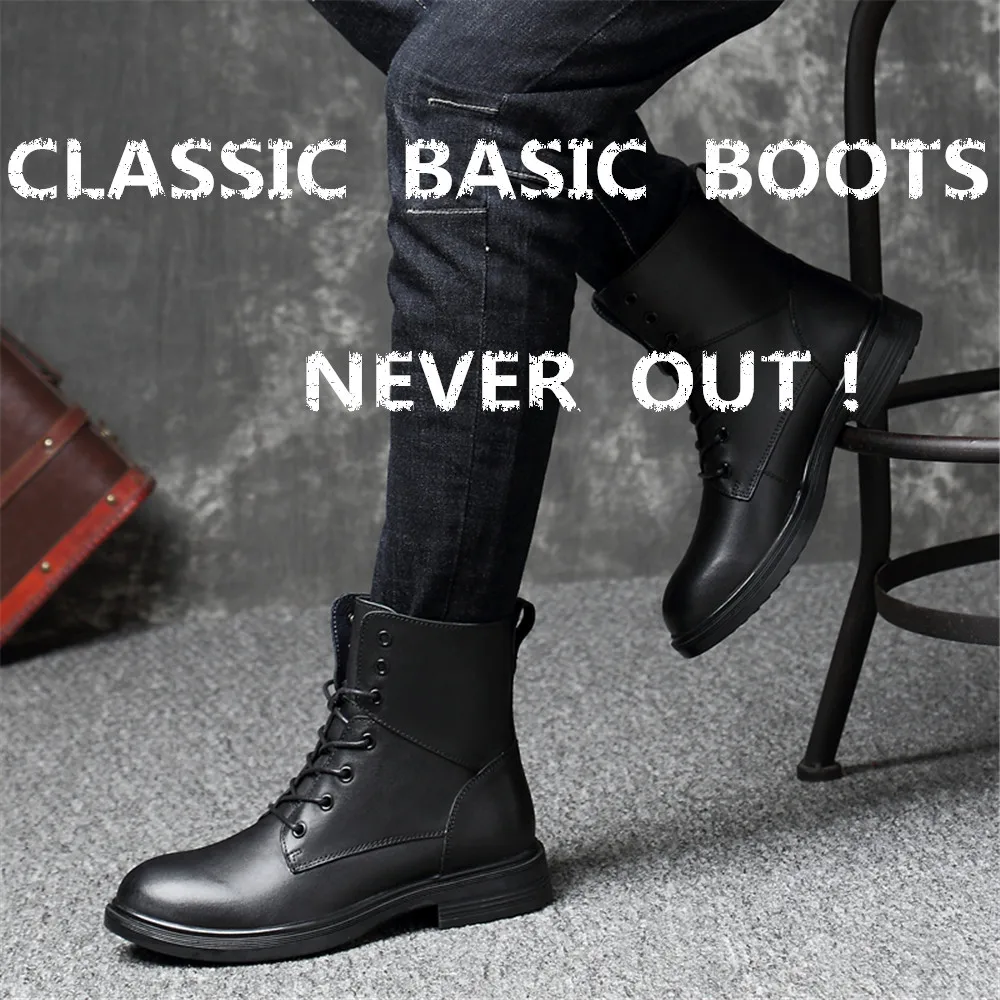 Misalwa/мужские ботинки черного цвета; мужские классические ботильоны из натуральной кожи; армейские ботинки унисекс на шнуровке; зимние ботинки; Прямая поставка