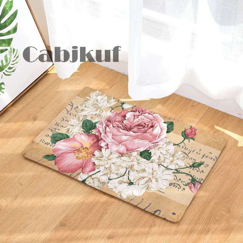 

New Arrival High Quality Anti-Slip Carpets Retro Style Flower Print Mats Bathroom Floor Kitchen Rugs 40x60or50x80cm