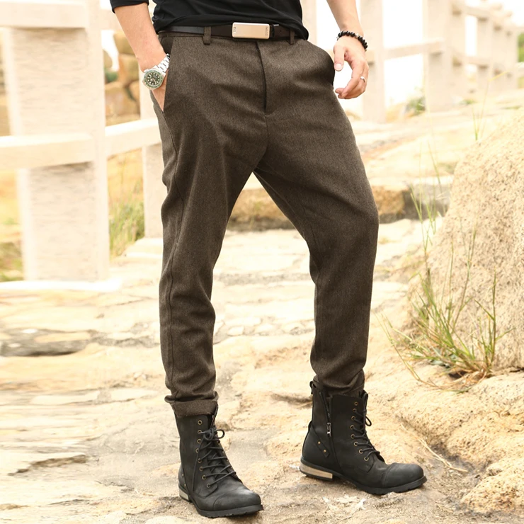 Мужские однотонные повседневные хлопковые брюки, мужские брюки высокого качества, модные стильные мужские Новые облегающие прямые длинные брюки K674