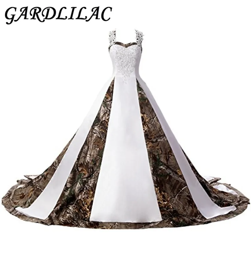 Gardlilac Бретели для нижнего белья Бальные платья Белый и камуфляж Свадебные Платья для женщин Свадебное платье с аппликацией Кружево до суда