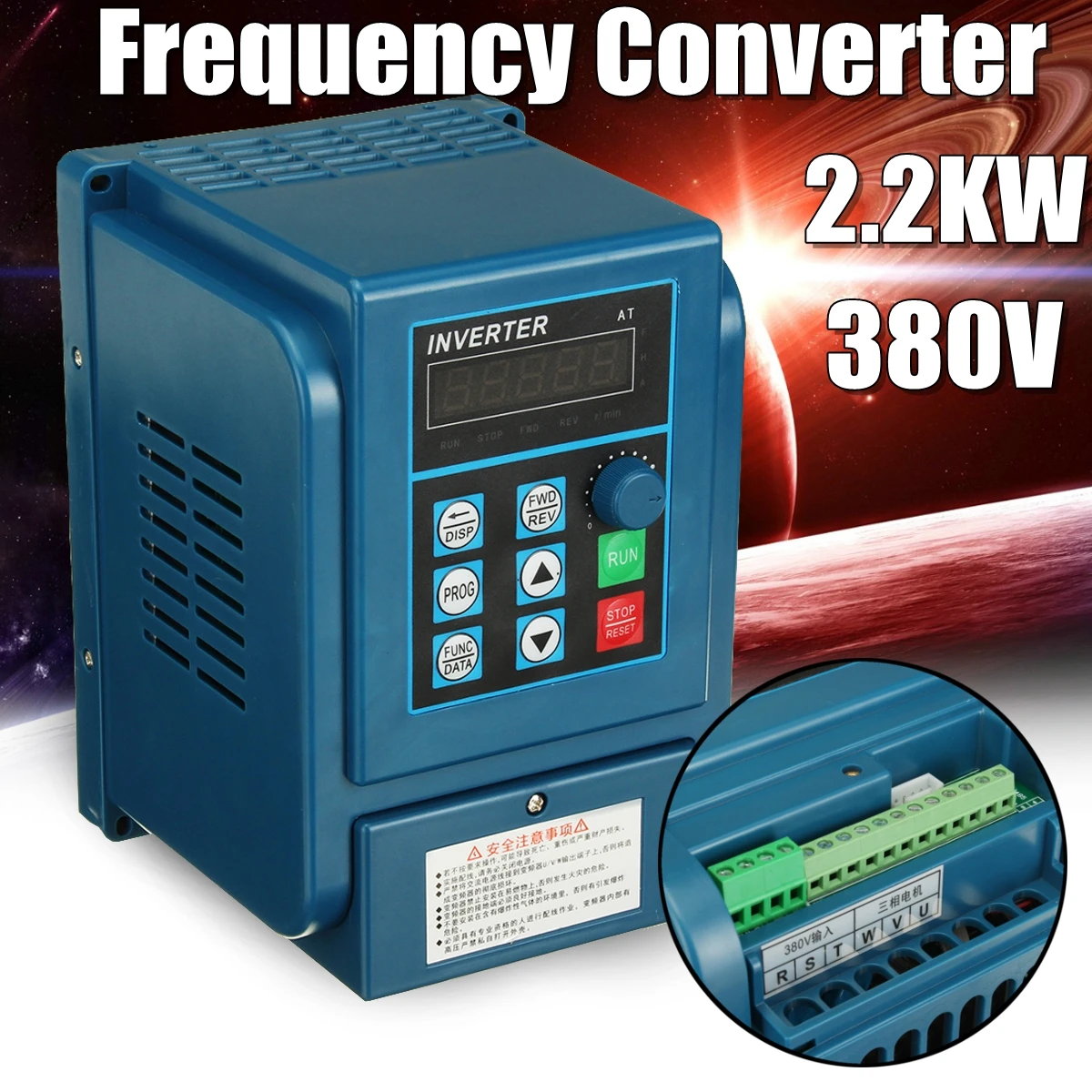 

AT3-2200X 2.2KW 6A 380V 3PH In 3PH Out Variable Frequency Converter Inverter V/F Vector Control
