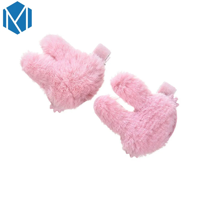 

M MISM 1 Pair Cute Hairy Rabbit Shape Hairpins Women Headdress Colorful Soft Hair Clip for Girls Gift Hair Accessories