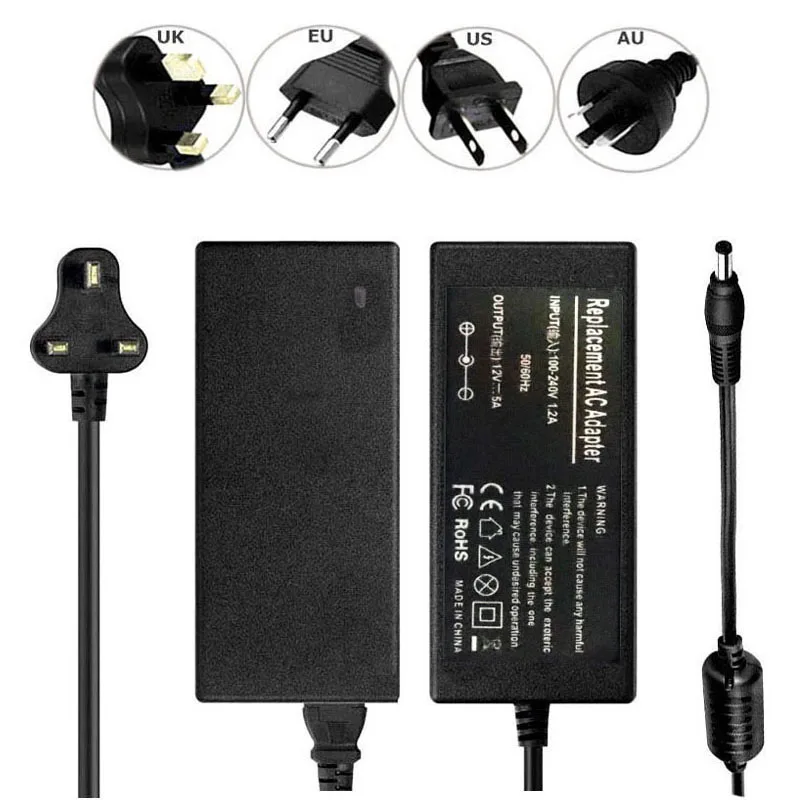 Качество 12 V 5A 5 amp 60 W DC адаптер питания Трансформатор светодиодные полосы CCTV