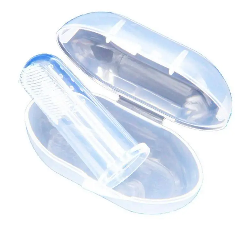 Полезная детская зубная щетка для пальцев, Мягкая Силиконовая зубная щетка для обучения младенцев с ящиком для хранения, чистый массаж зубов для ухода за полостью рта
