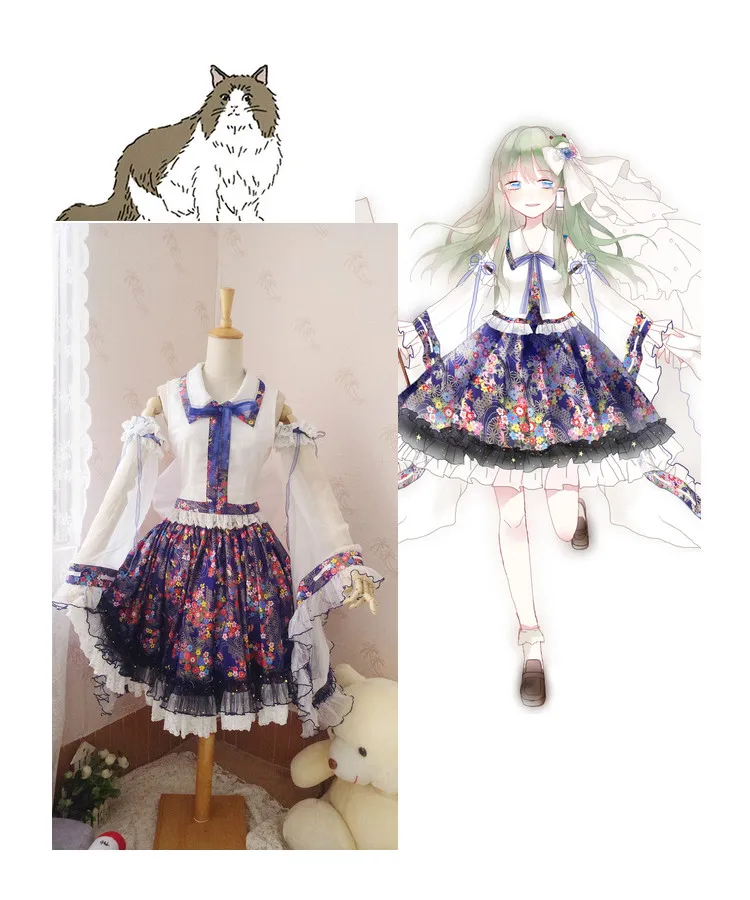 [Индивидуальное изготовление] Косплей костюм аниме проект Touhou Kochiya Sanae Lolita любого