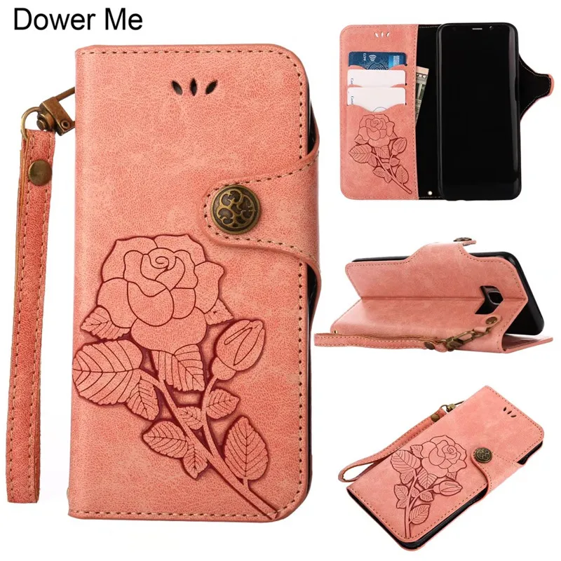 

Dower Me Retro Rose Flower Wallet Flip Card Slot Leather Case For Samsung Galaxy Note 8 5 4 S8/7/6 Edge Plus S5/4 J3/5/7 Prime