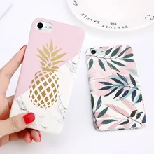 JASTER Flower Leaf Print Phone Case For iPhone 7 Plus XR XS Max Pineapple Marble Hard PC Cover Cases For iPhone X 8 6 Plus 5 SE leaf print iphone case