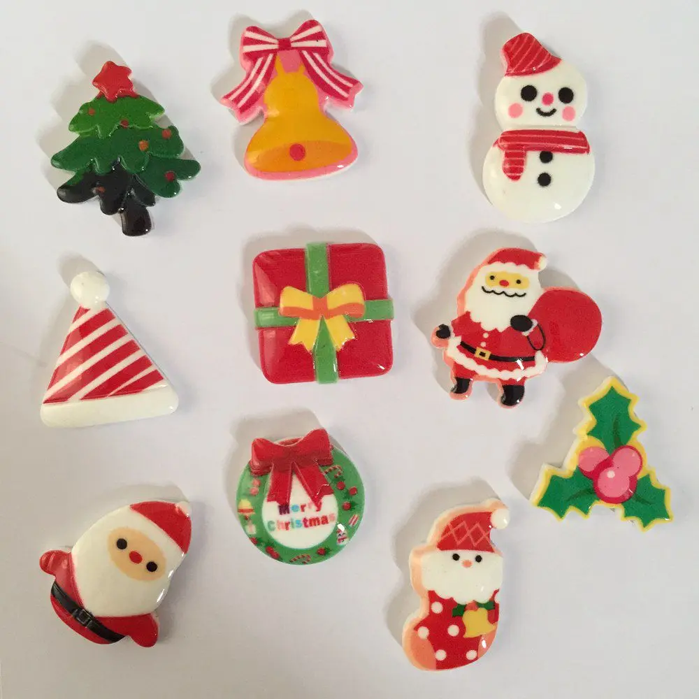 

Mix 10pcs Resin Coloured drawing Christmas combination Flatback stone scrapbook DIY buttons ornaments PF076