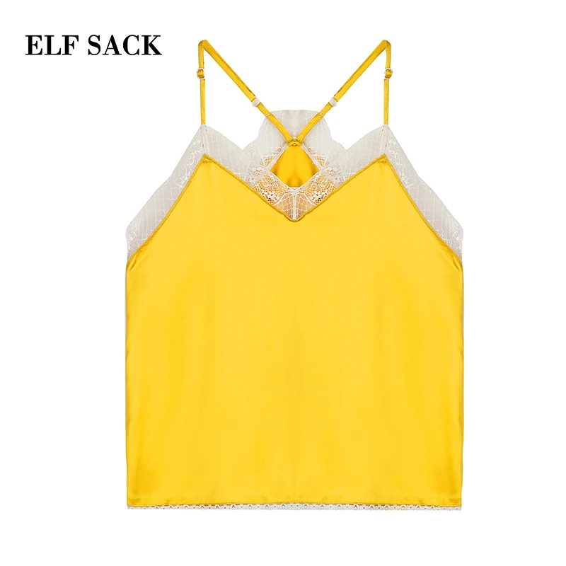 ELFSACK Summer Women Camis Sexy Vest Chest Padded Tank Tops For Women Wearing Fitness Underwear Lace bralette Crop Top Ladies