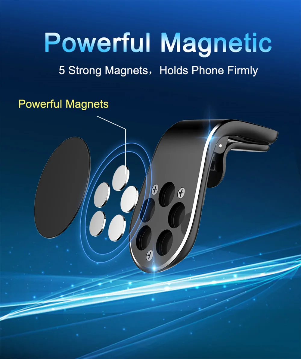 L Shape Magnetic Car Phone Holder Air Vent Mount Stand Car GPS Mobile Phone Holder For iPhone X Samsung S9 Xiaomi