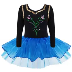 Новая детская модная одежда для девочек и милый сюда. zen принцесс Анны и Эльзы балетное трико и платье-пачка