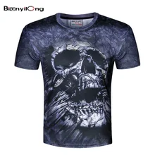 Bianyilong marca de moda masculina camiseta hip hop 3d print harajuku cráneos animación camiseta de verano camisetas frescas tapas brand clothing(China (Mainland))