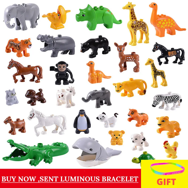 

Animal Model Figures Big Building Block Compatible With Legoed Duploed Giraffe Dinosaur Block Educational Children Toys For Kids