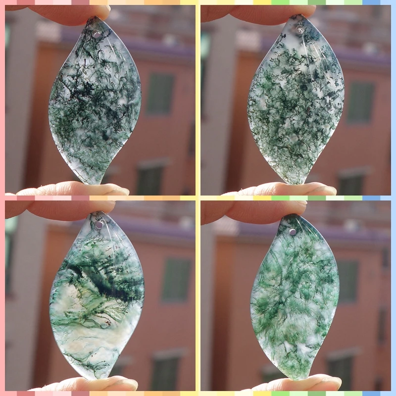 5pcs/lot Free Shipping Natural Moss Agates Necklace Pendant Bead