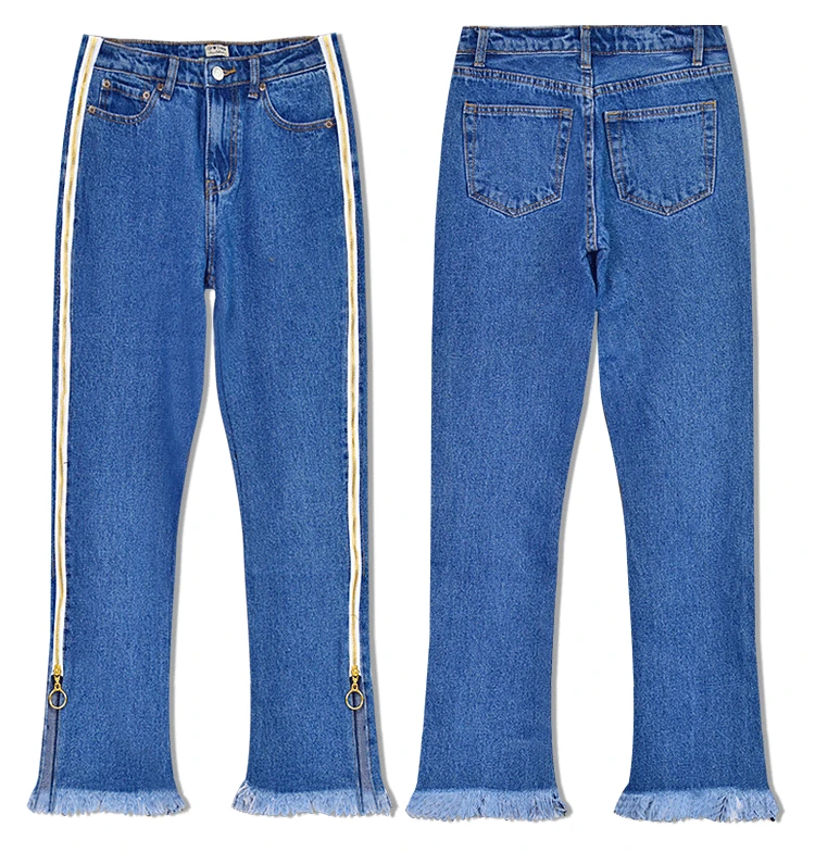 Модные женские джинсы с боковой молнией; большие размеры; Джинсы бойфренда с высокой талией для женщин; повседневные расклешенные джинсы мешковатые джинсовые штаны
