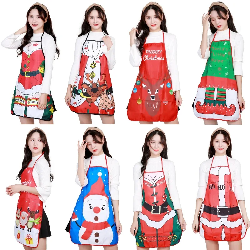 Christmas Funny Apron Adult Santa Claus Aprons Women Dinner Party