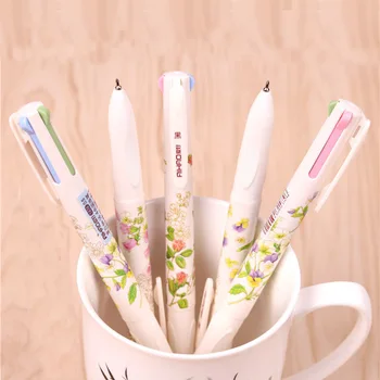 

Lovely Flowers 4 Colors Ink Ballpoint Pen Cute Kawaii Multifunction Ball Pens For Student Gift Office School Supplies Stationery