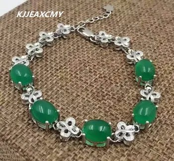 

KJJEAXCMY Fine jewelry 925 Sterling Silver with natural green chalcedony female Bracelet inlaid jewelry and silver