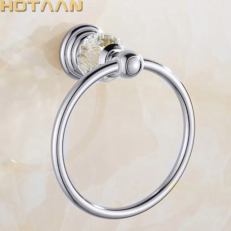 Роскошный хрустальный держатель для полотенец кольцо для полотенец из хрома круглый настенный держатель для полотенец классический аксессуары для ванной комнаты YT-12891-C