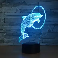 3D красочные лампы в форме дельфинов светодио дный Touch 3 D ночные огни градиент визуального трехмерного лампы Новинка светильники