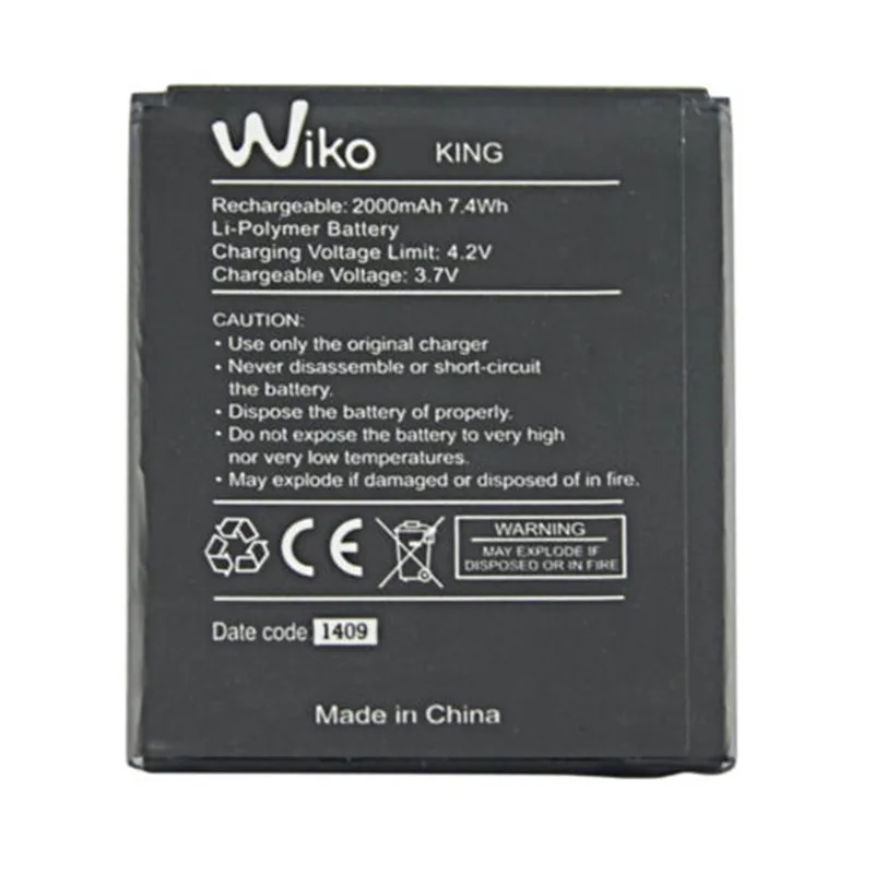 Высокое Качество 3.7 В 2000 мАч Телефон Батареи Замена Аккумулятор Для Wiko Cink Короля |