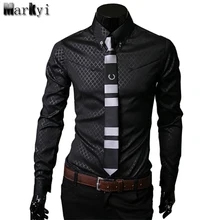 Markyi повседневные мужские большие размеры 5XL Slim Fit социальные рубашки 2016 известные бренды Мужская рубашка Длинные рукава Проверьте плед мужские рубашки платья